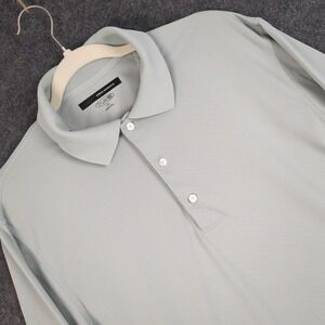 Greg Norman PlayDry Mens Medium Long Sleeve Polo Light Gray Golf Performance